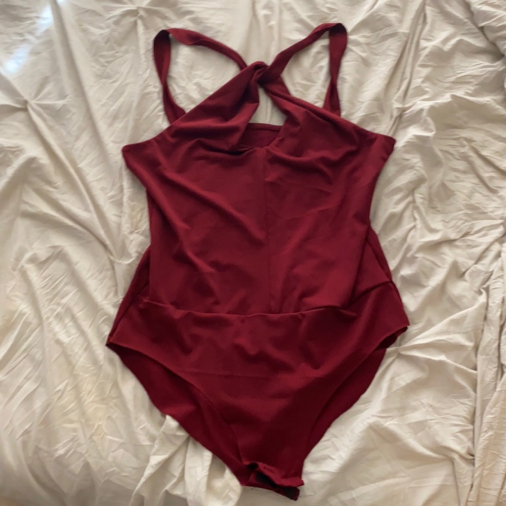 Medium Maroon peek a boo bodysuit